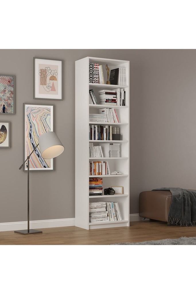 Beyaz Kitaplık %100 MDFLAM K-01