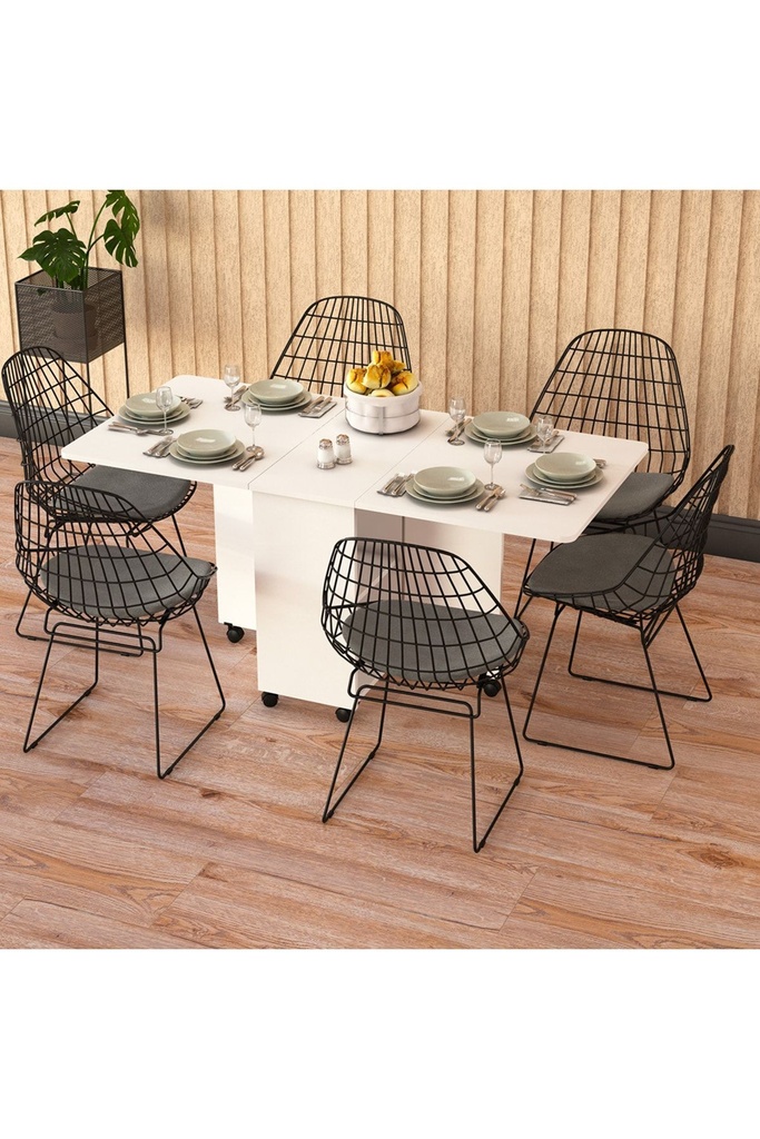 Katlanır Mutfak Masası Beyaz %100 MDFLAM KM-12