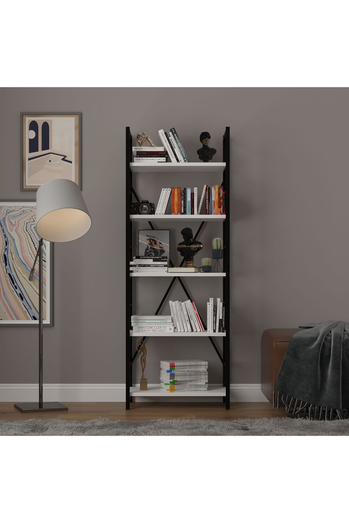 6 Raflı Metal Kitaplık Tek Modül METALK01