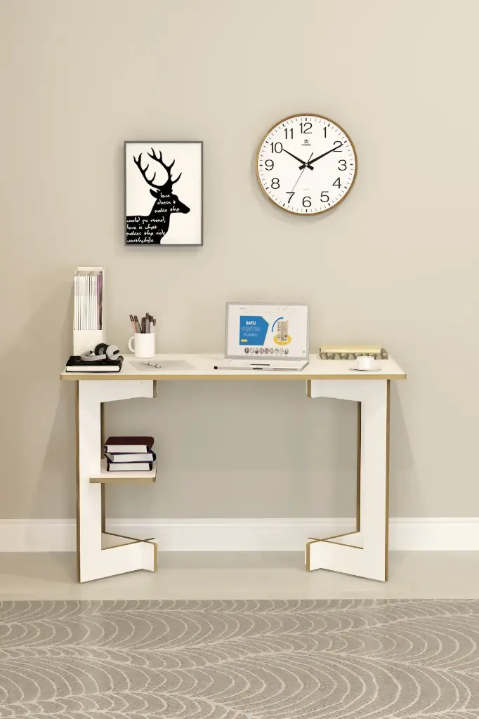 Asra Trend %100 MDFLAM Raflı Çalışma Masası Bilgisayar Ofis Ders Masası ÇM-02