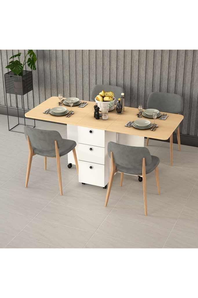 Katlanır Mutfak Masası Akça Ağaç %100 MDFLAM KM-09