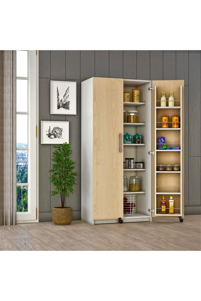 Akça Ağaç Mutfak Kiler Dolabı Mk-15 %100 MDFLAM