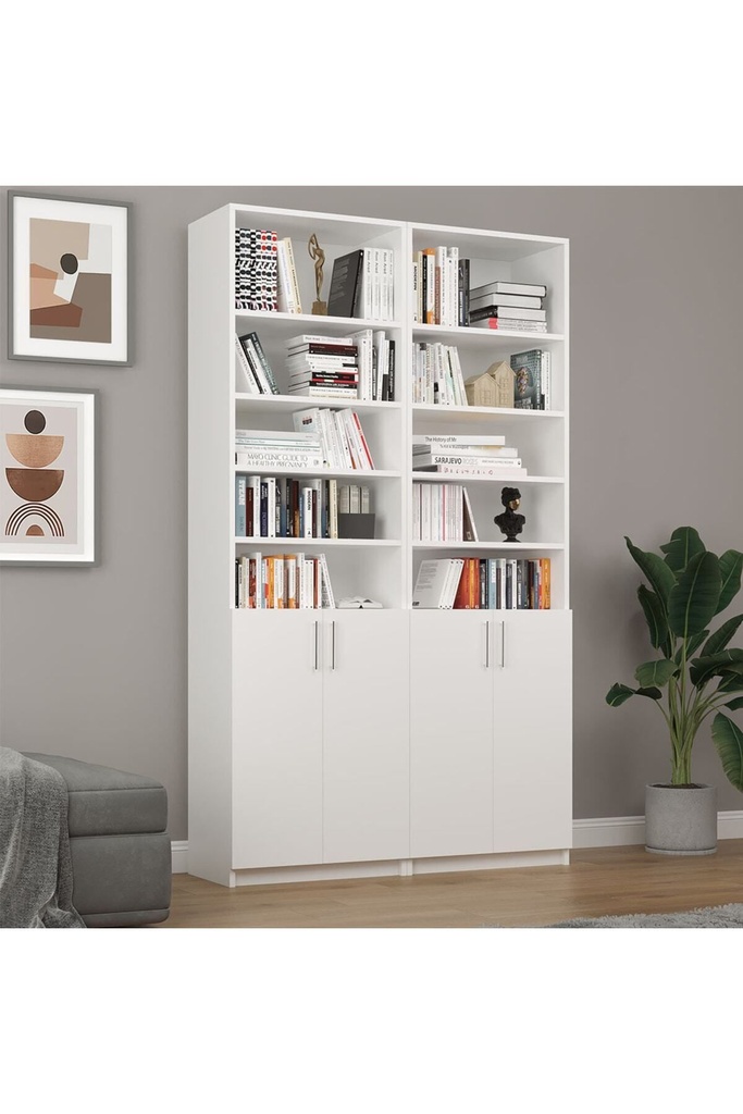 Beyaz Kapaklı Kitaplık %100 MDFLAM K-39