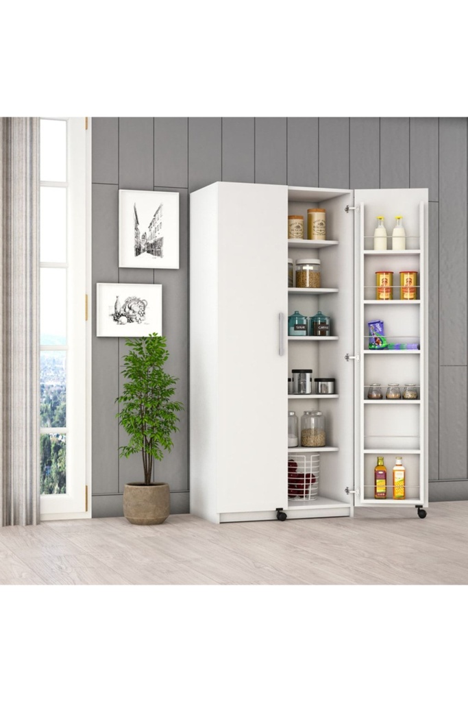 Beyaz Mutfak Kiler Dolabı %100 MDFLAM Mk-01