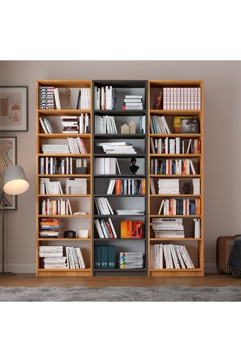 [K29] Koyu Gri & Petra Üç Modüllü Kitaplık K-29