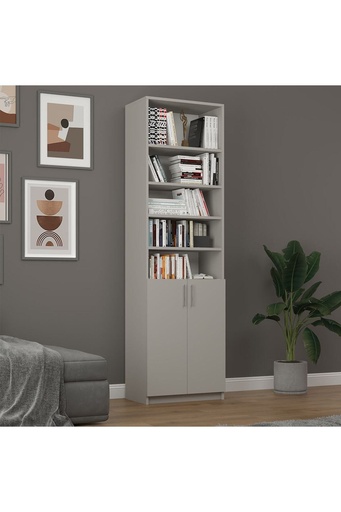 [K33] Kül Gri Kapaklı Kitaplık %100 MDFLAM K-33