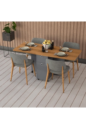 [KM03] Katlanır Mutfak Masası Antrasit & Petra KM-03