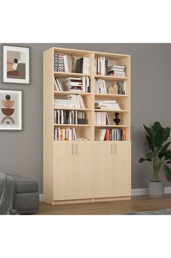 [K42] Akça Ağaç Kapaklı Kitaplık K-42 %100 MDFLAM