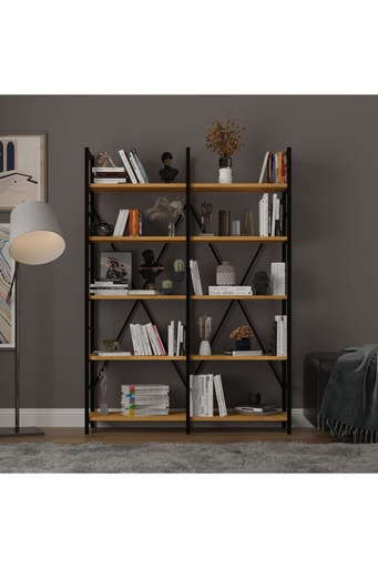 [METALK02] 6 RAFLI METAL KİTAPLIK İKİ MODÜL